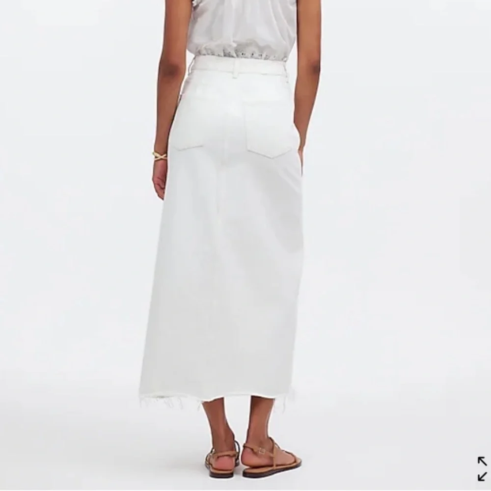 NWT Madewell Size 33 The Rilee Denim Midi Skirt White Modest Minimalist - Picture 3 of 10